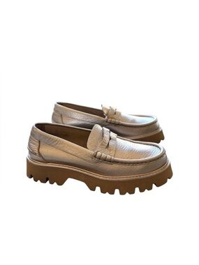 Like New Pedro Garcia Sebas Rose Gold Pebbled Leather Loafers 37 (US 7)